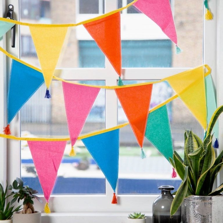 Rainbow fabric bunting 3m 768x768